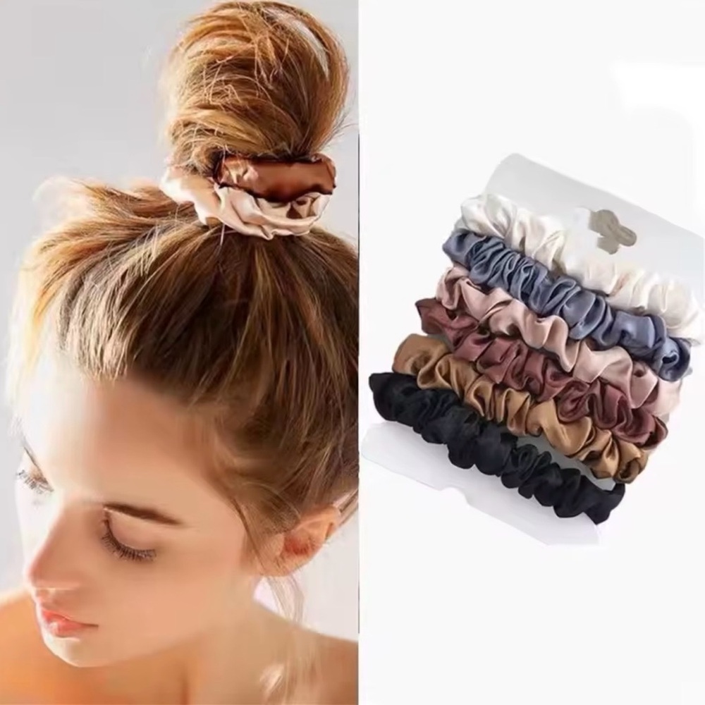 Silky Satin Hair Scrunchie 6-Piece Set Silk-Feel Scrunchies for Women NIP - Picture 4 of 4